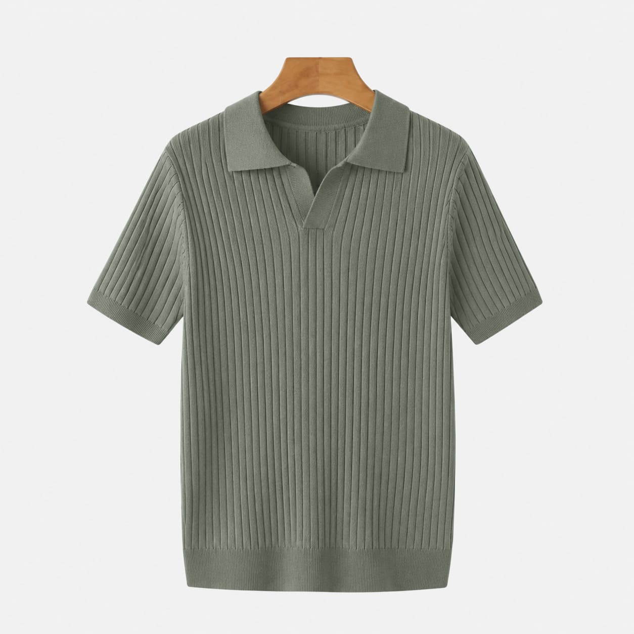 Henley Ribbed Knit Polo