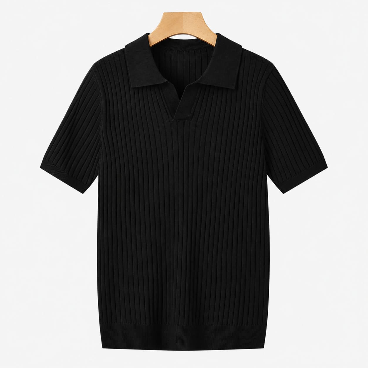 Henley Ribbed Knit Polo