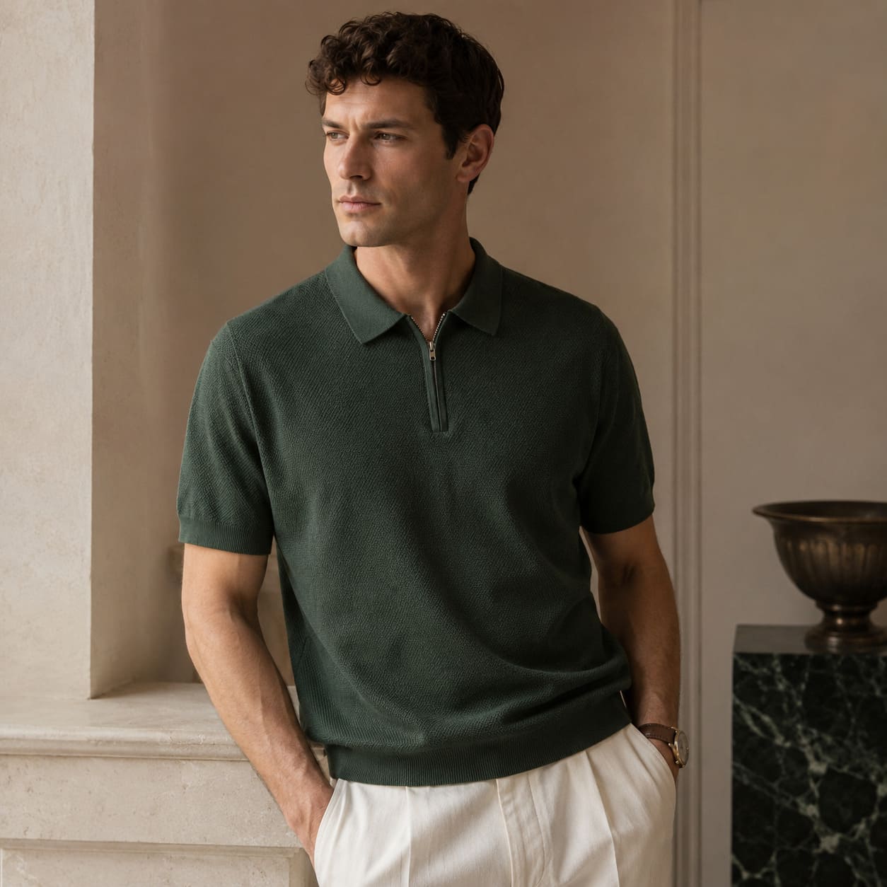 Regent Zip Knit Polo