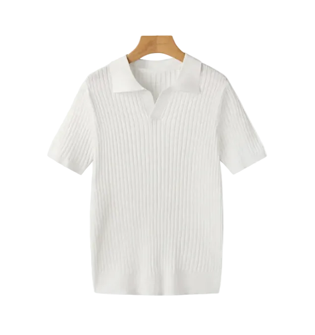 Henley Ribbed Knit Polo