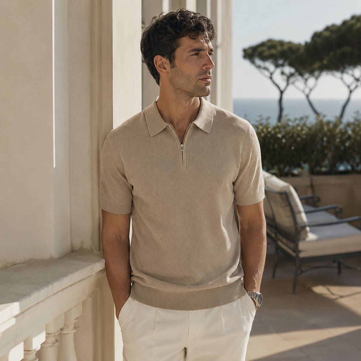 Regent Zip Knit Polo